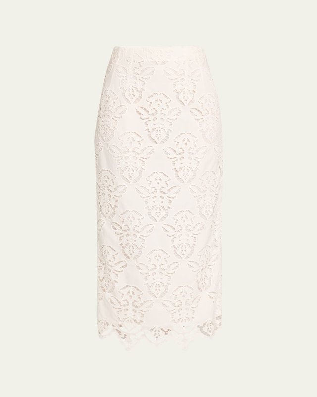 Sienna Cotton Lace Pencil Midi Skirt