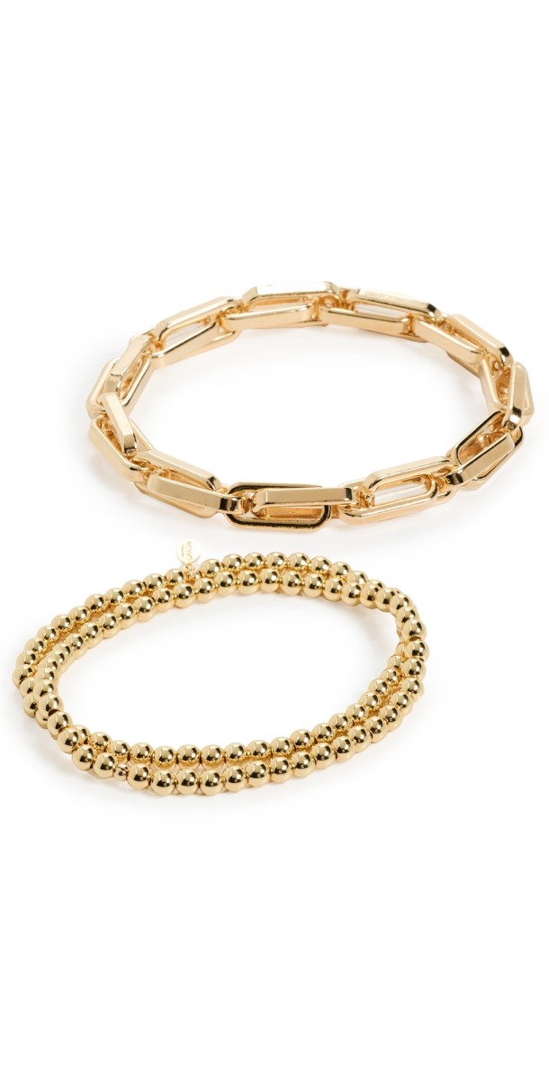 SHASHI Link Chain Bracelet Set Gold