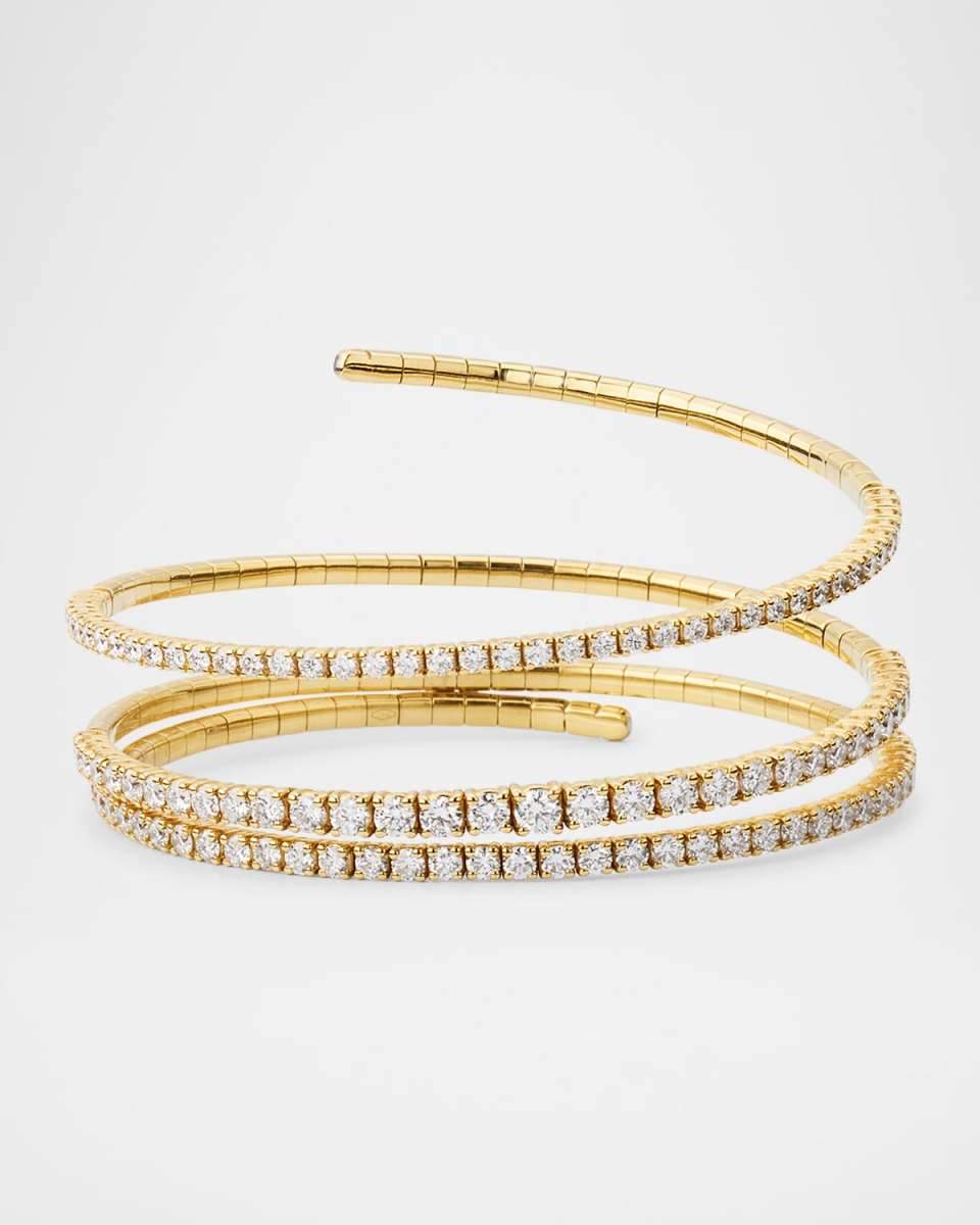 18K Yellow Gold Diamond 3-Coil Bracelet
