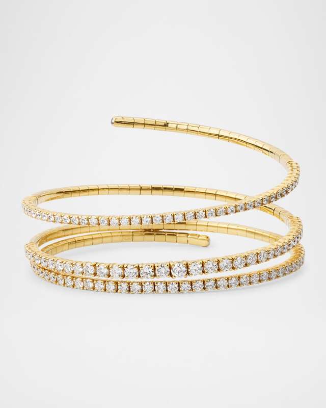 18K Yellow Gold Diamond 3-Coil Bracelet