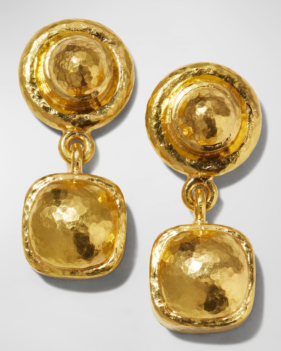 19K Domed Drop Earrings
