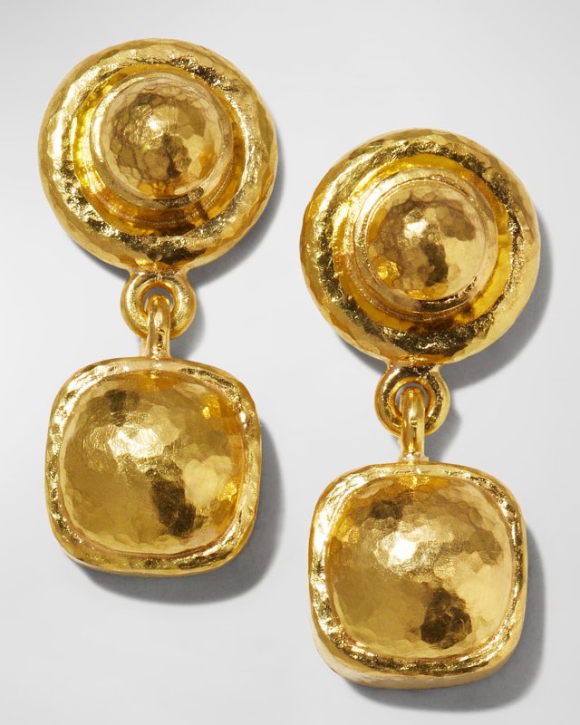 19K Domed Drop Earrings