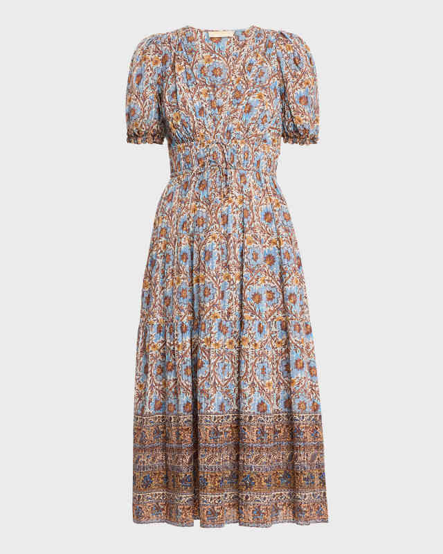 Ilana Puff-Sleeve Midi Dress