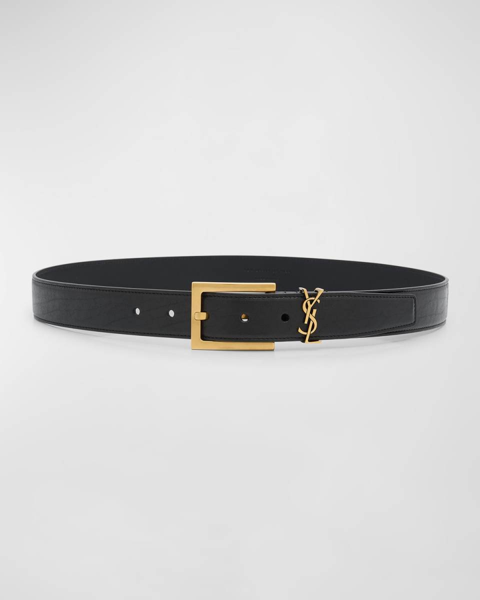 YSL Grainy Leather Belt