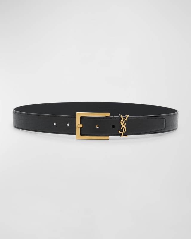 YSL Grainy Leather Belt