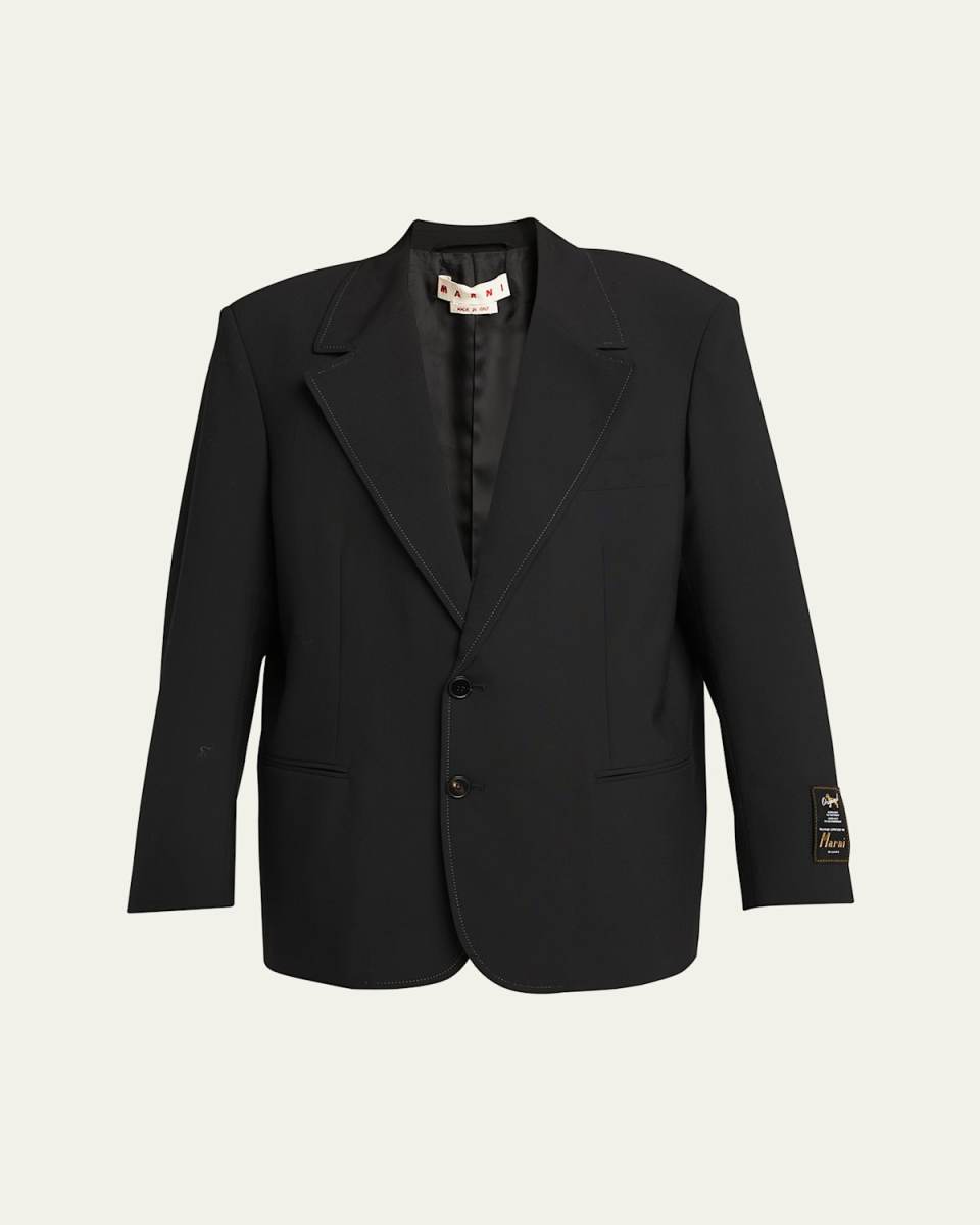 Topstitch Revers Oversized Single-Breasted Jacket