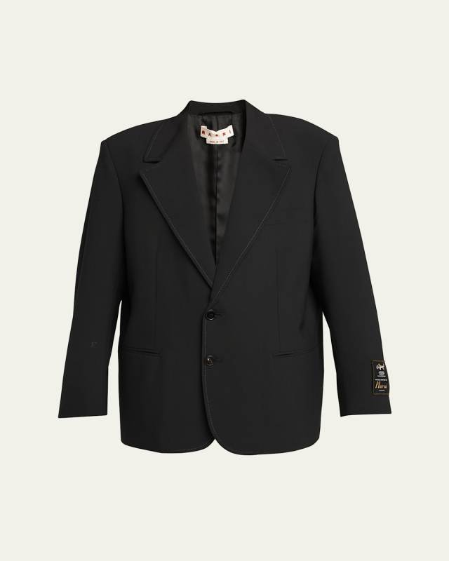 Topstitch Revers Oversized Single-Breasted Jacket
