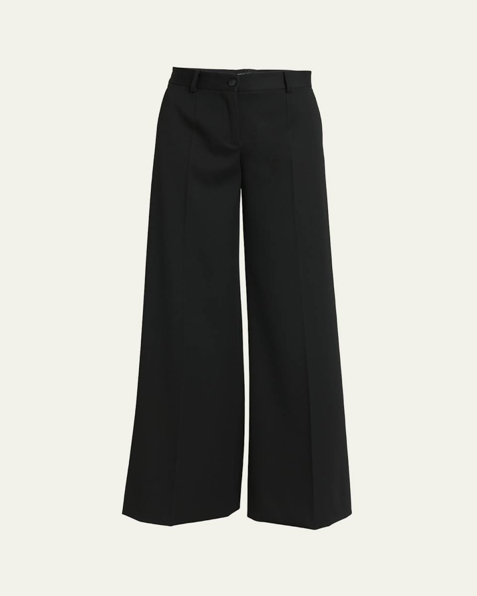 Wide Leg Wool Gabardine Pants