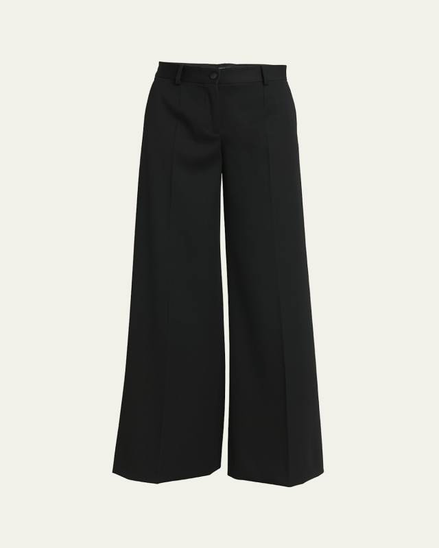 Wide Leg Wool Gabardine Pants