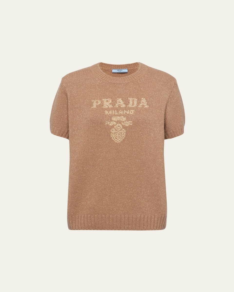 Metallic Logo Intarsia Boxy Wool Cashmere Sweater