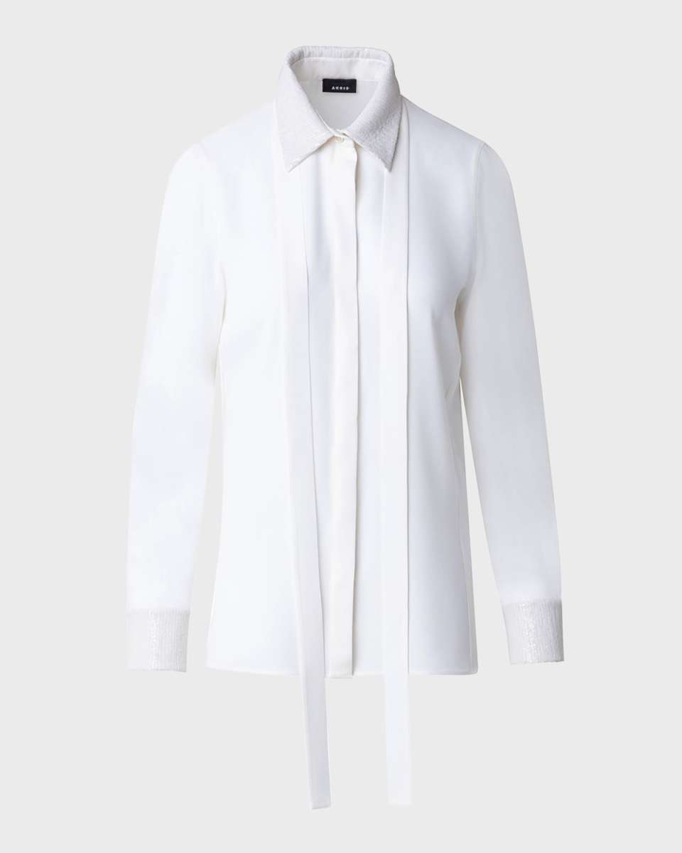 Neck Scarf Poplin Tunic Blouse