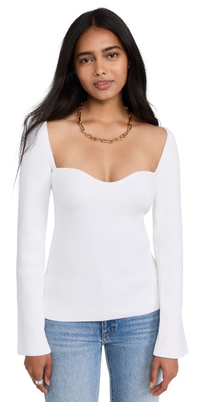 Pixie Market Chiara Bustier Knit Top White