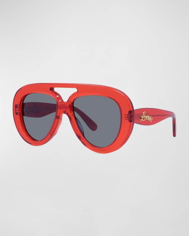 Curved Logo Acetate Aviator Sunglasses