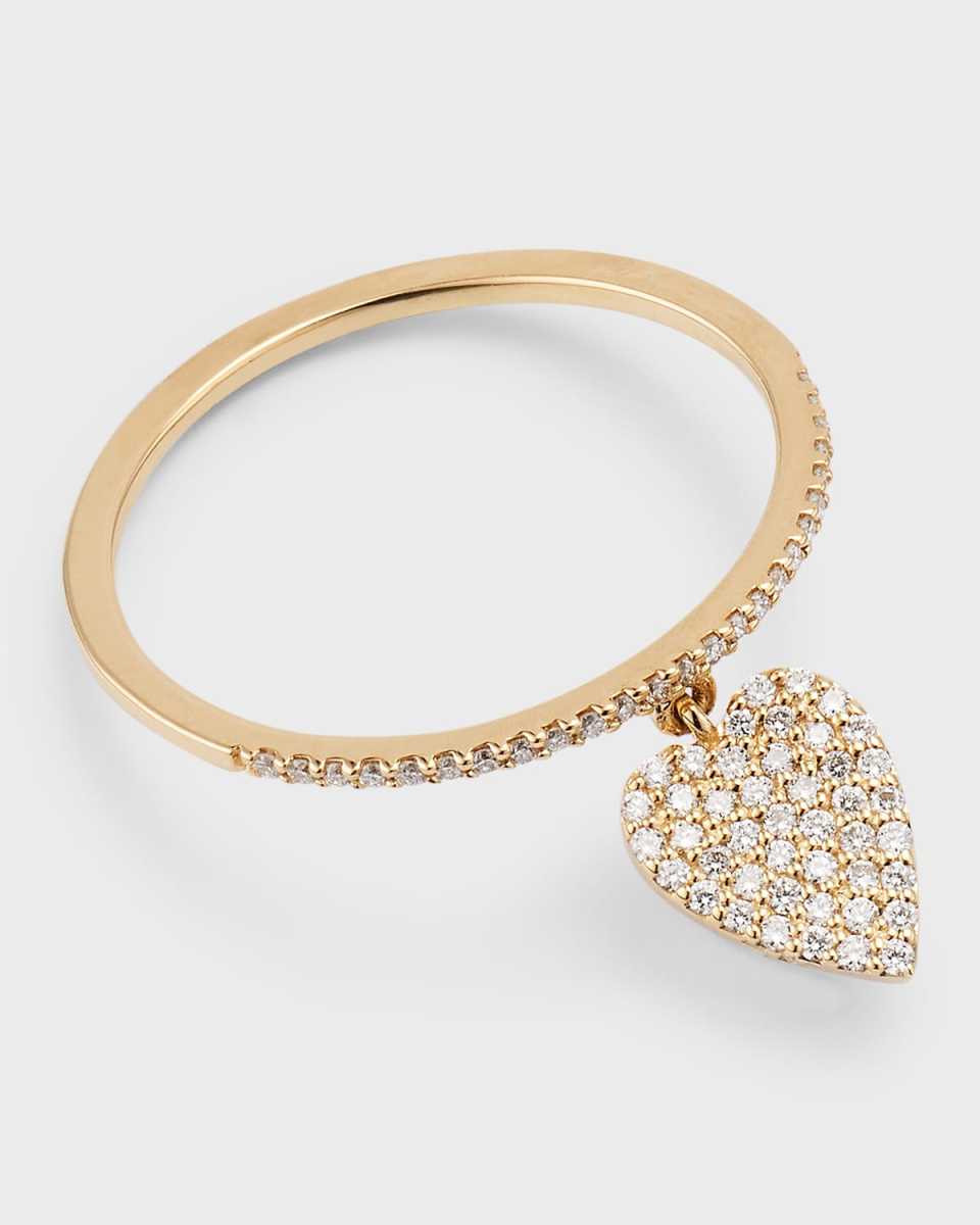 14k Gold Flawless Diamond Heart Charm Ring