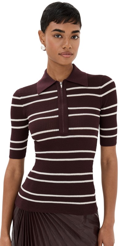 A. L.C. Cooper Top Carob/White Wide Stripe
