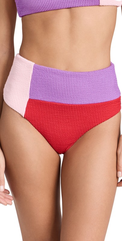 MINKPINK Cartagena High Waist Bottoms Red Colour Block