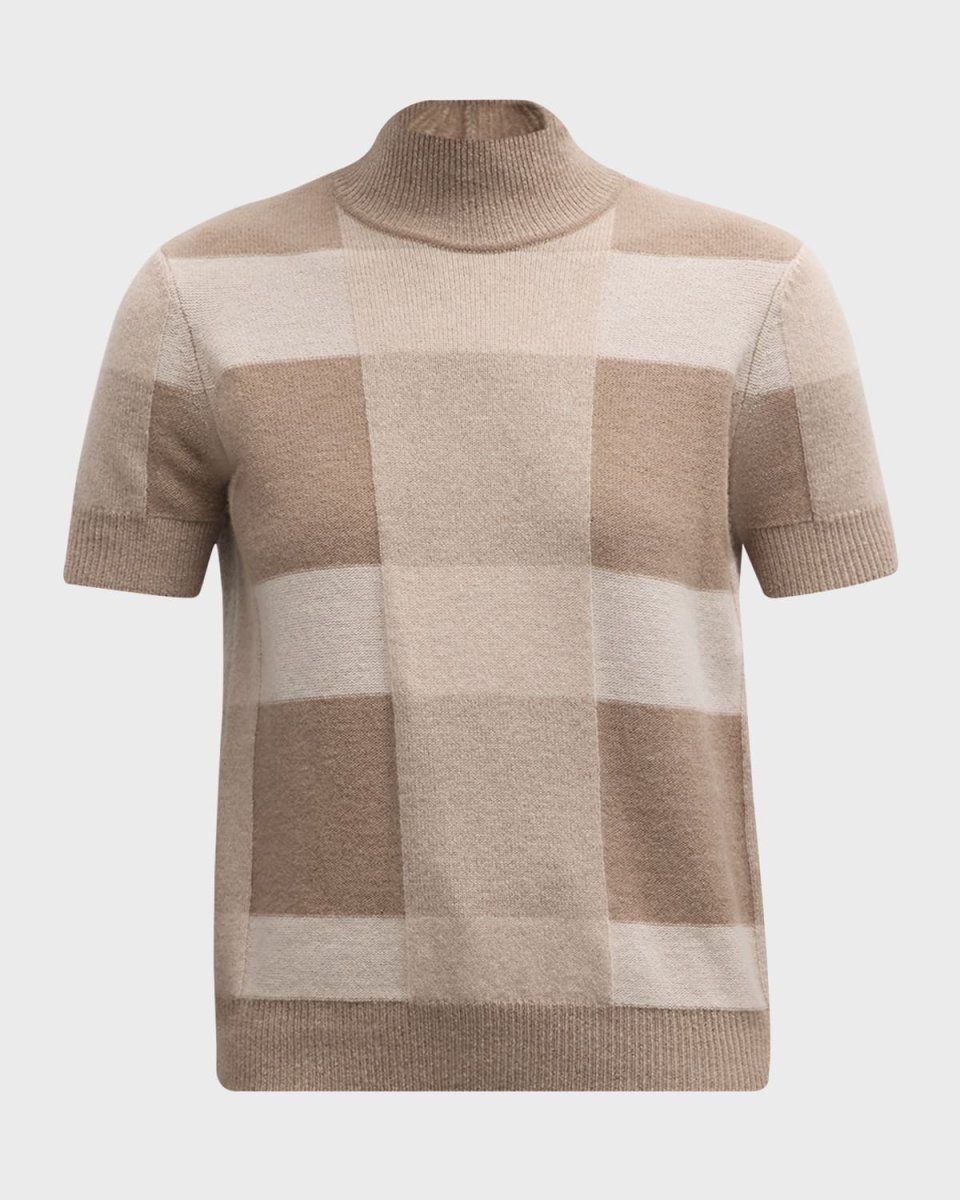 Wool-Cashmere Check Knit Top