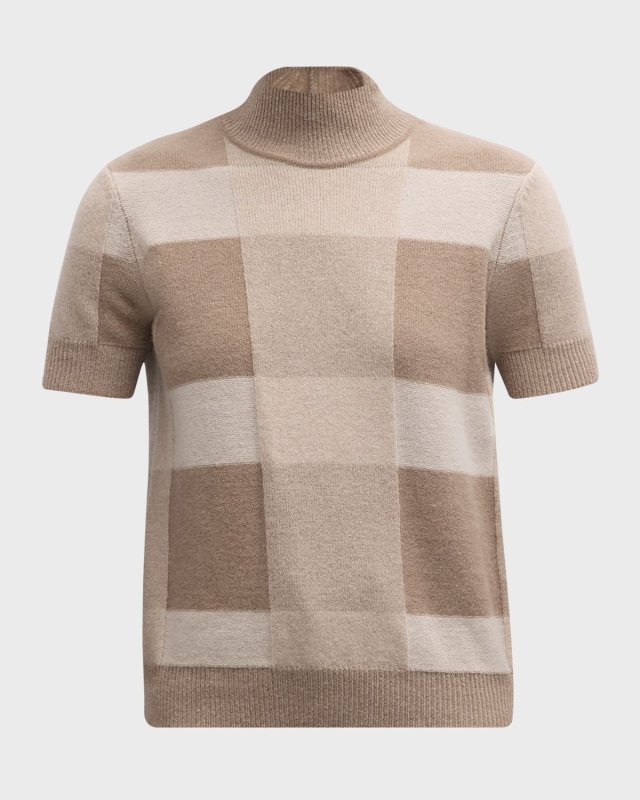 Wool-Cashmere Check Knit Top