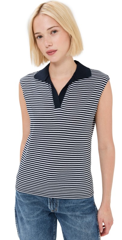 Theory St Open Polo Navy/White