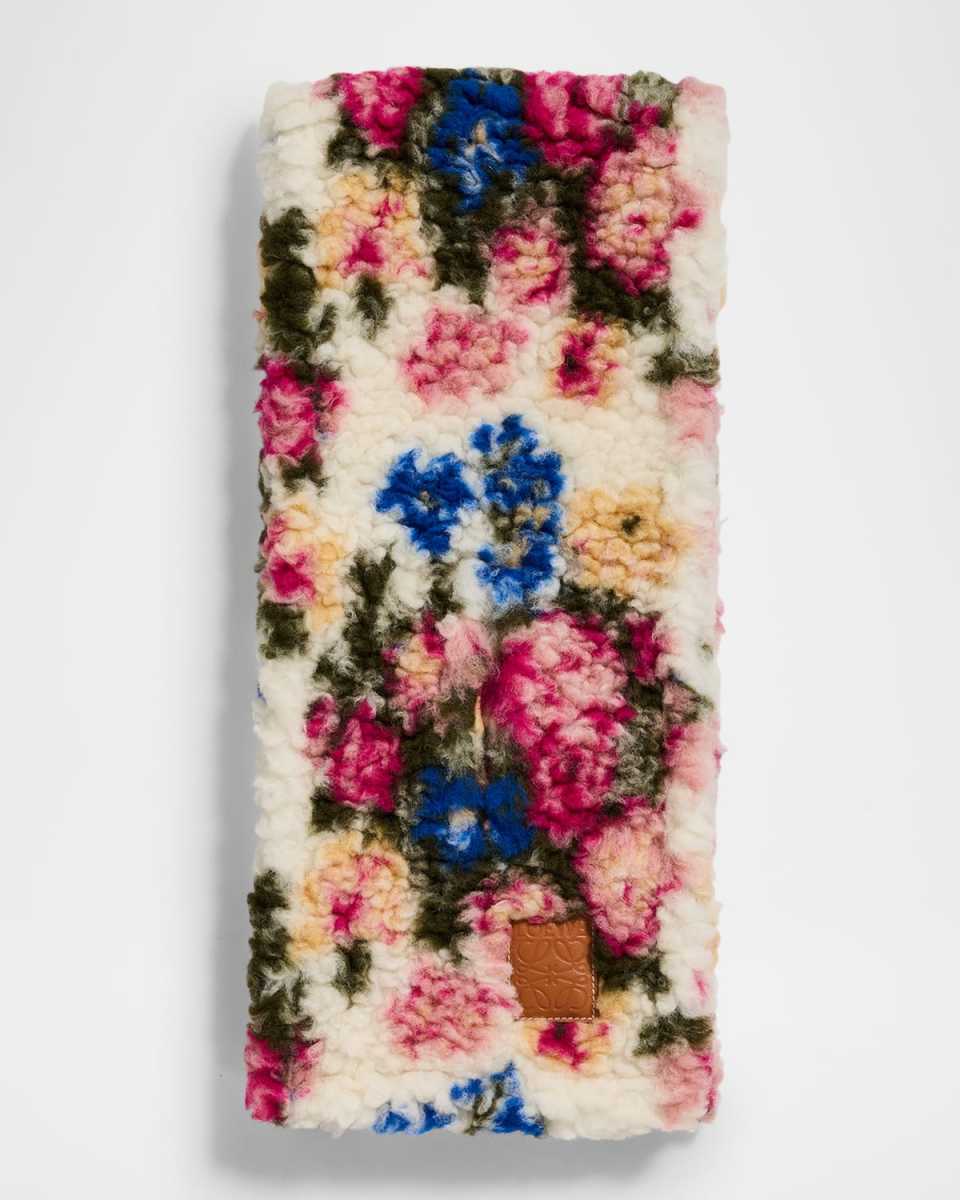Floral-Print Wool Scarf