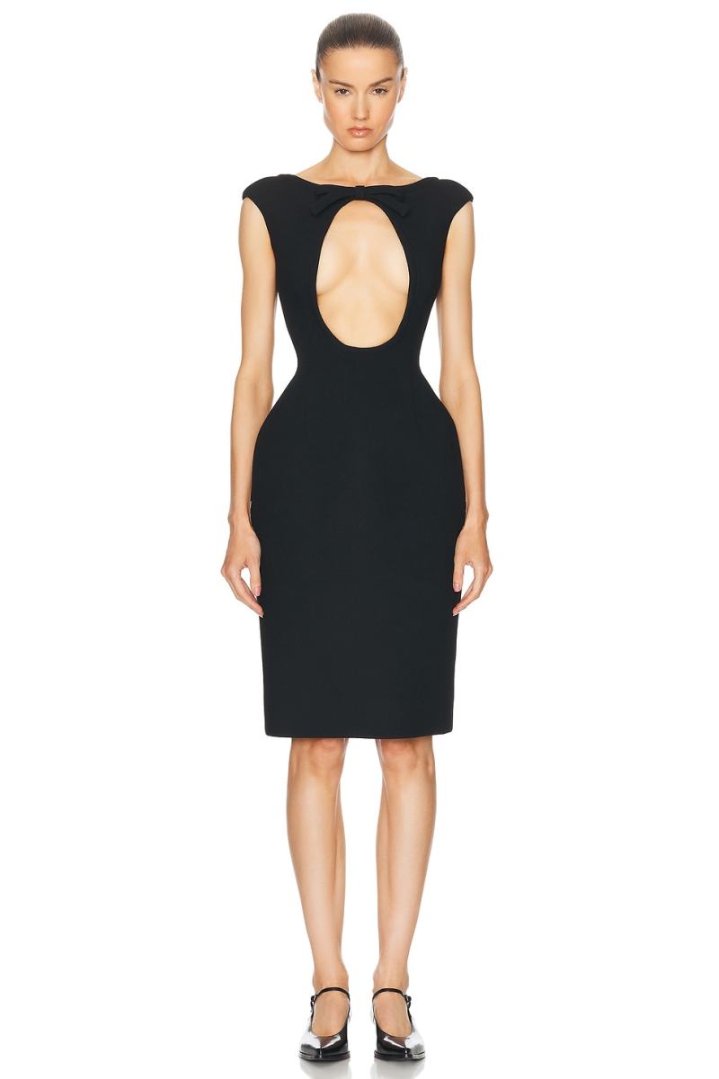 MIU MIU Natte Front Cut Out Midi Dress