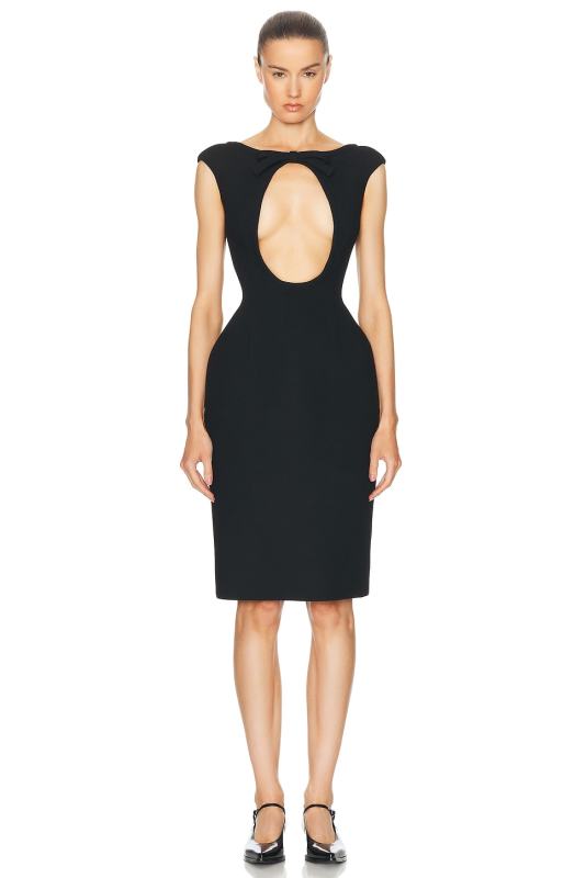 MIU MIU Natte Front Cut Out Midi Dress