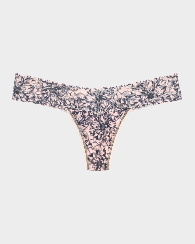Printed Low-Rise Signature Lace Thong