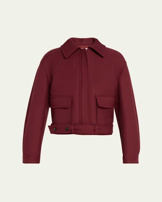 Cropped Belted Hem Wool Jacket