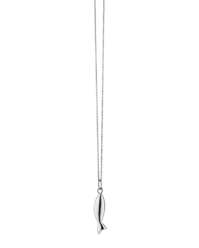 Sterling Silver Mini Perseverance Fish Charm Necklace