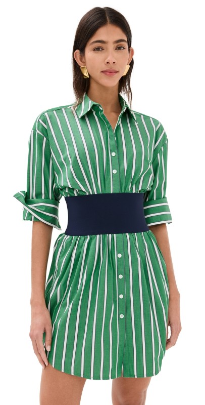 STAUD Michelle Dress Seaweed Stripe