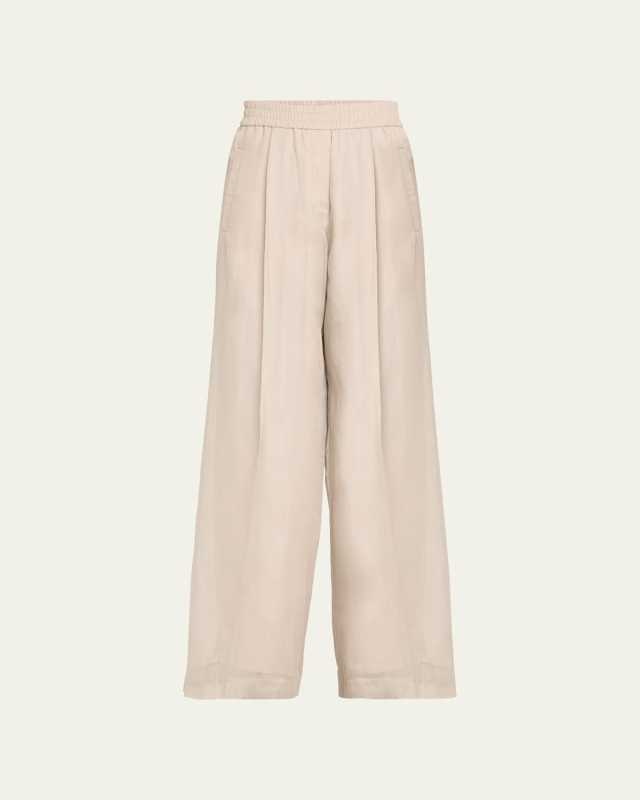 Wide Leg Gauze Elastic Waist Fluid Pants
