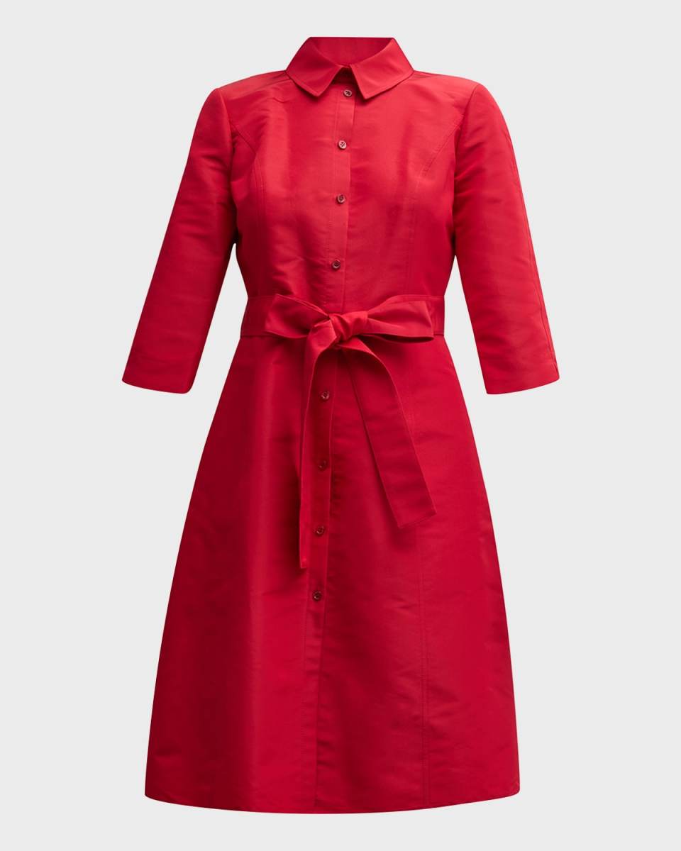 Faille 3/4-Sleeve Shirtdress