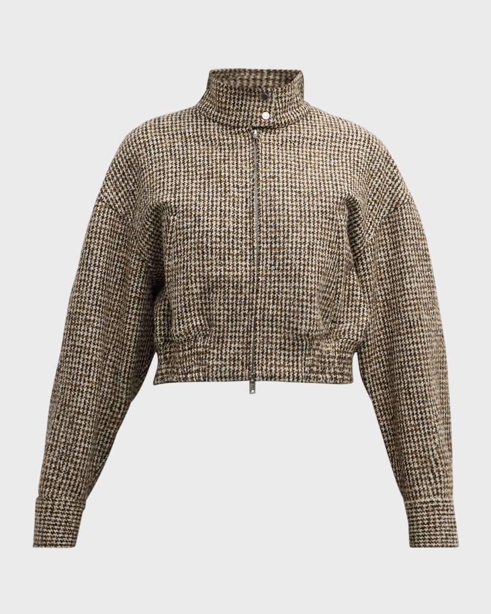 Harrison Stand-Collar Houndstooth Jacket