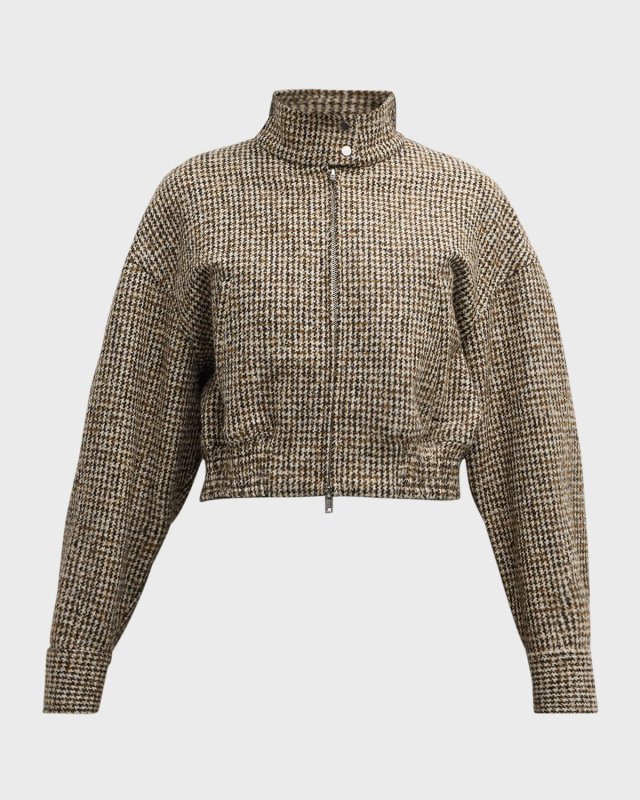 Harrison Stand-Collar Houndstooth Jacket