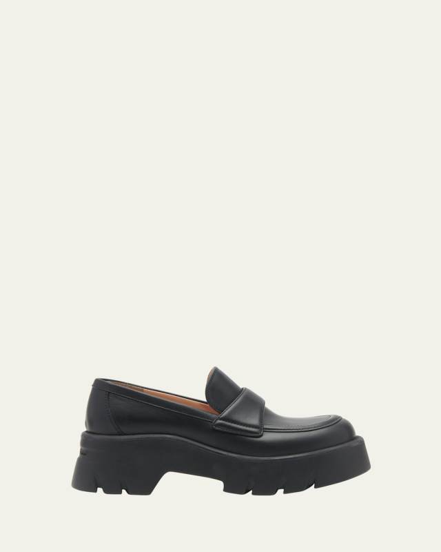 Leather Casual Lug-Sole Loafers