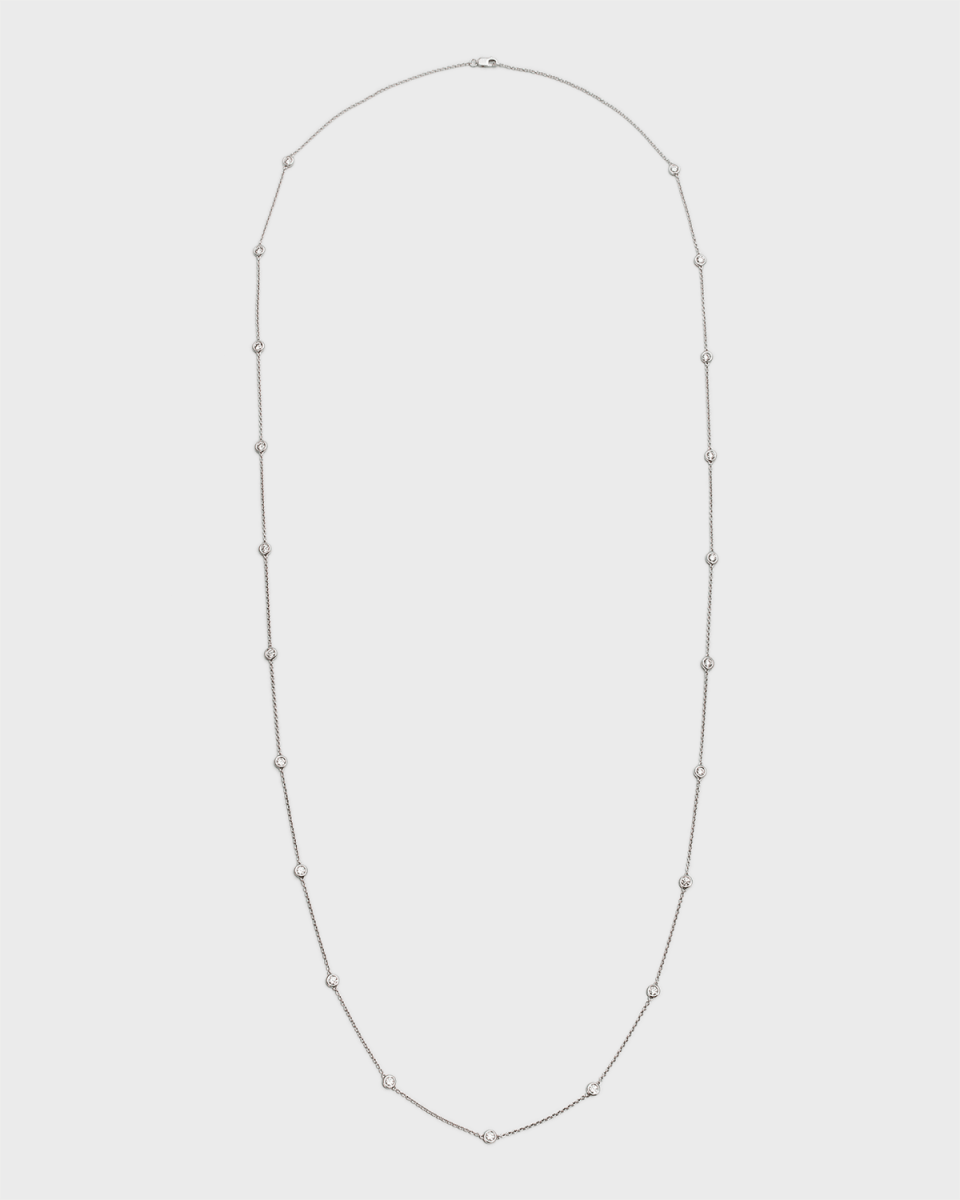 18K White Gold Round Diamond By-the-Yard Necklace, 36"L, 2.1tcw