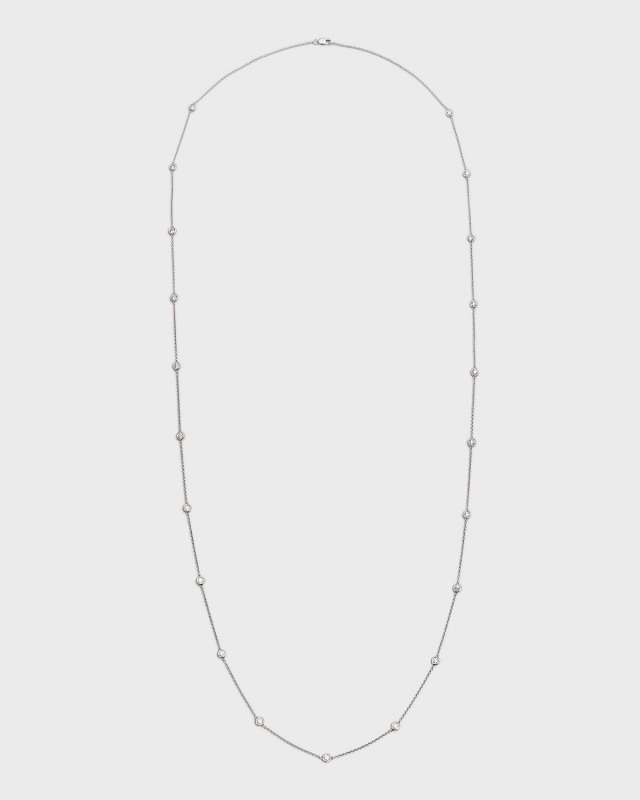 18K White Gold Round Diamond By-the-Yard Necklace, 36"L, 2.1tcw