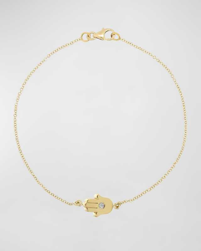 18k Mini Hamsa Bracelet with Diamond
