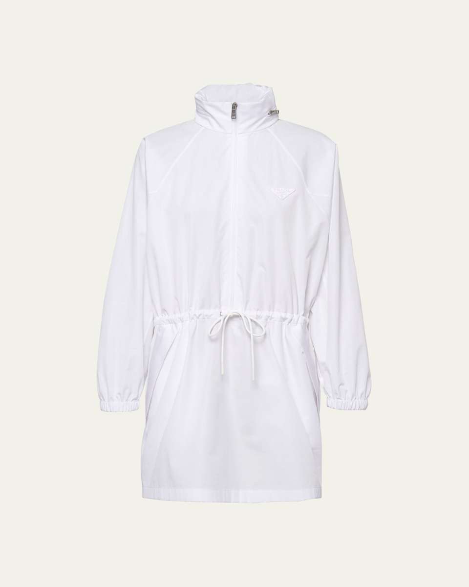 Hooded Poplin Drawstring Mini Dress