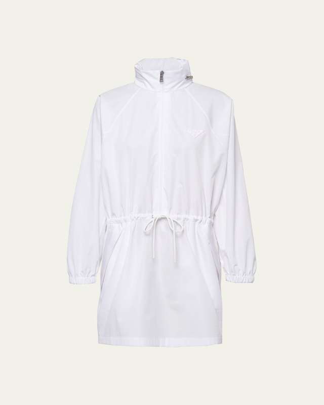 Hooded Poplin Drawstring Mini Dress
