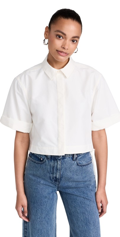 SIMKHAI Ryett Cropped Shirt White