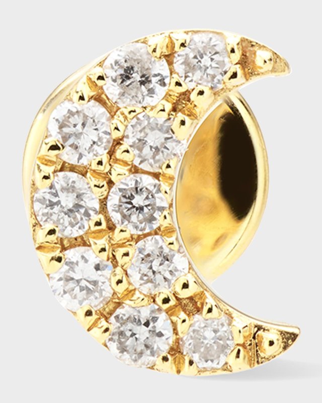 Pave Moon Stud Earring, Single