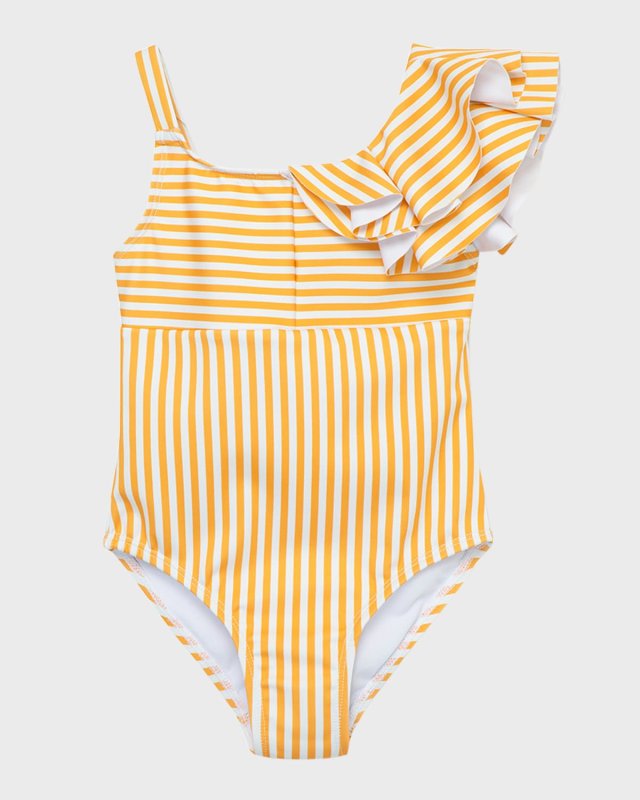 Girl's Rumba Glow Striped One-Piece Swimsuit, Size 2-6