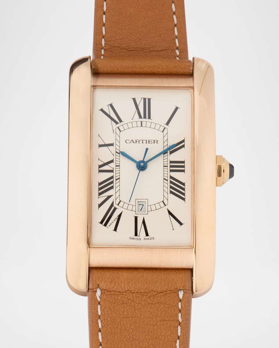 Cartier Tank Americaine 18K Rose Gold 27x45mm Vintage Watch