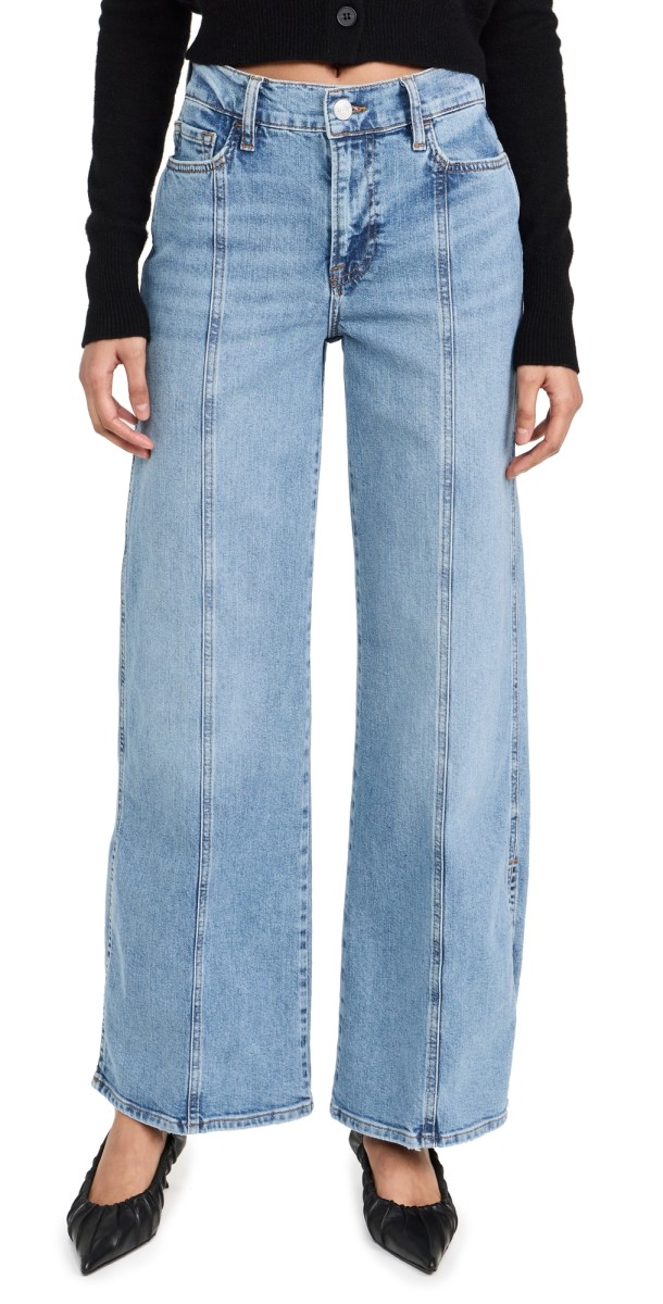 FRAME Le Slim Palazzo Side Slit Jeans Gloomy Skies