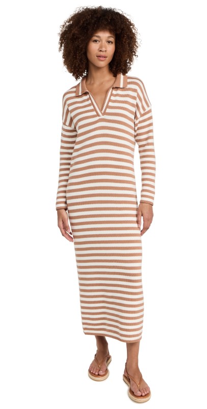 525 Stripe Poloaxi Dress Walnutulti