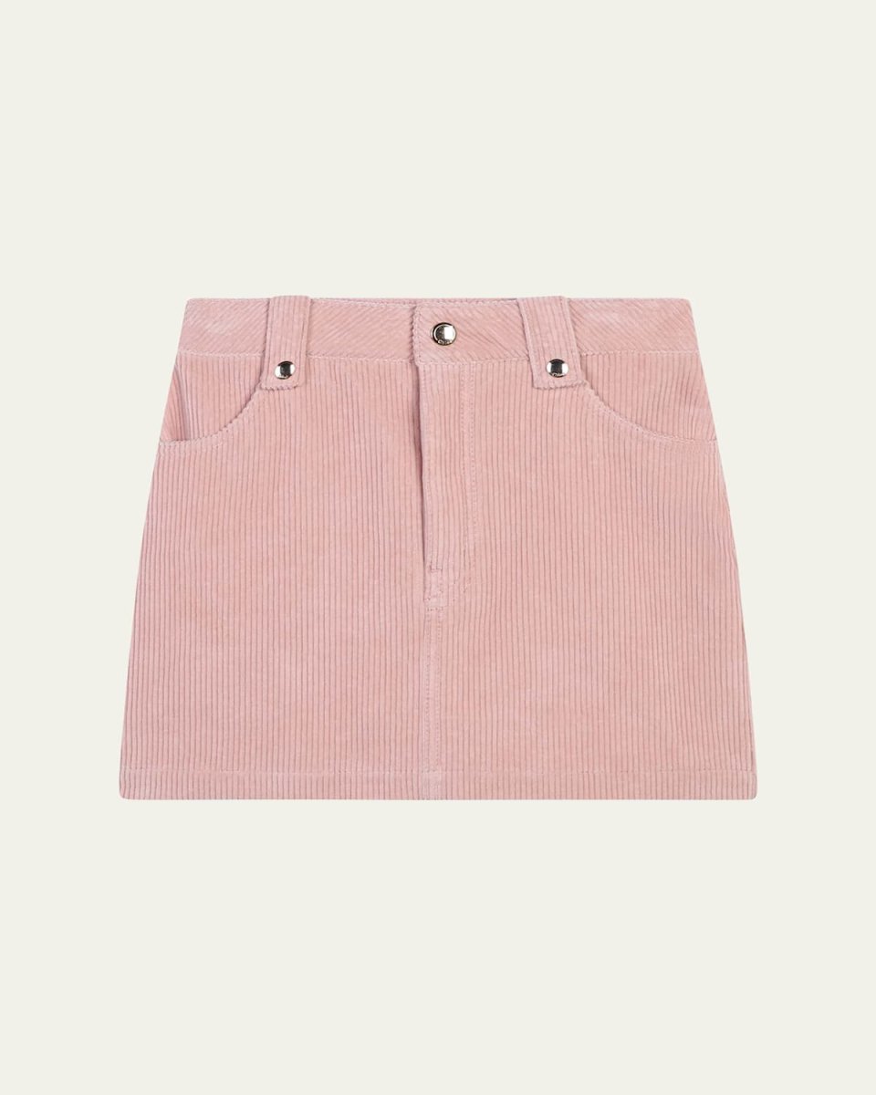 Girl's Corduroy Logo Embroidered Skirt, Size 4-6