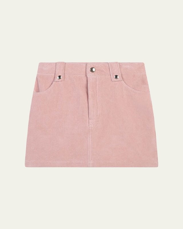 Girl's Corduroy Logo Embroidered Skirt, Size 4-6