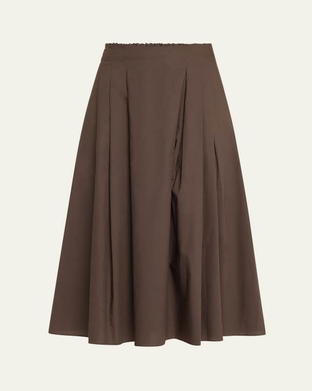 Pleat Front Midi Skirt