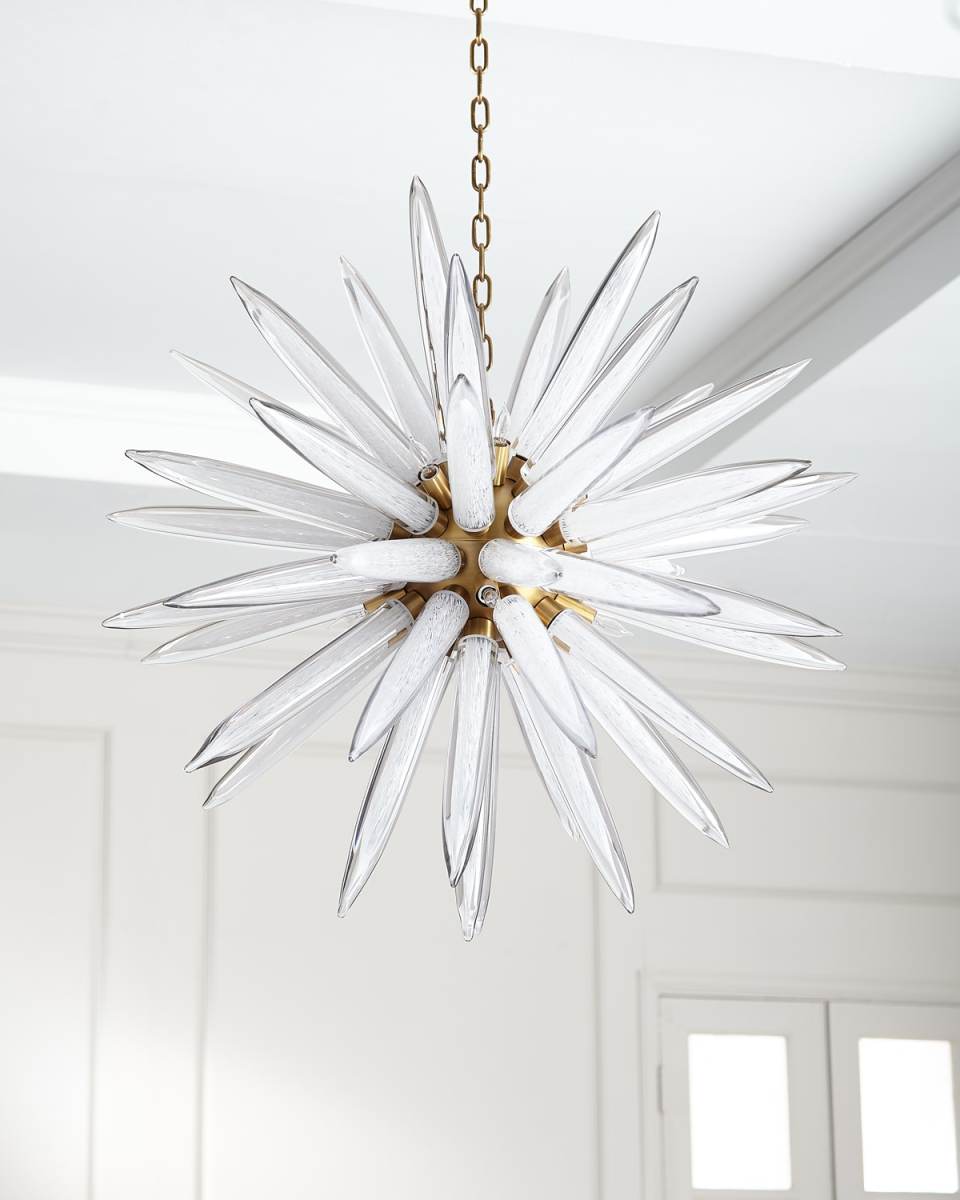 Hand-Blown 16-Light Glass Chandelier